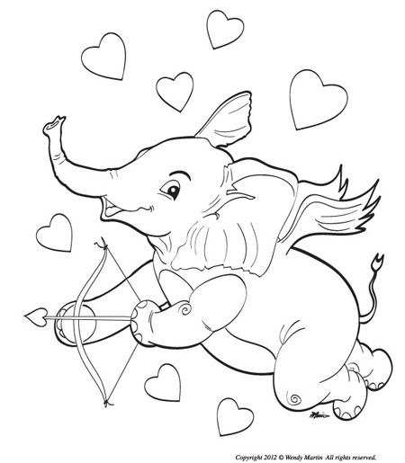 elephant cupid art children's illustration