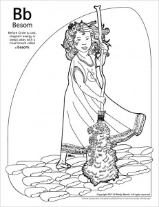 b is for besom coloring page